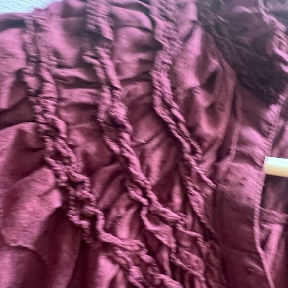 By Anthropologie V-Neck Ruffle Layered Sleeve Henley Loose Fit Top Women's Large - Picture 5 of 9